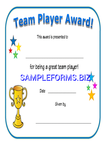 Team Player Certificate pdf free