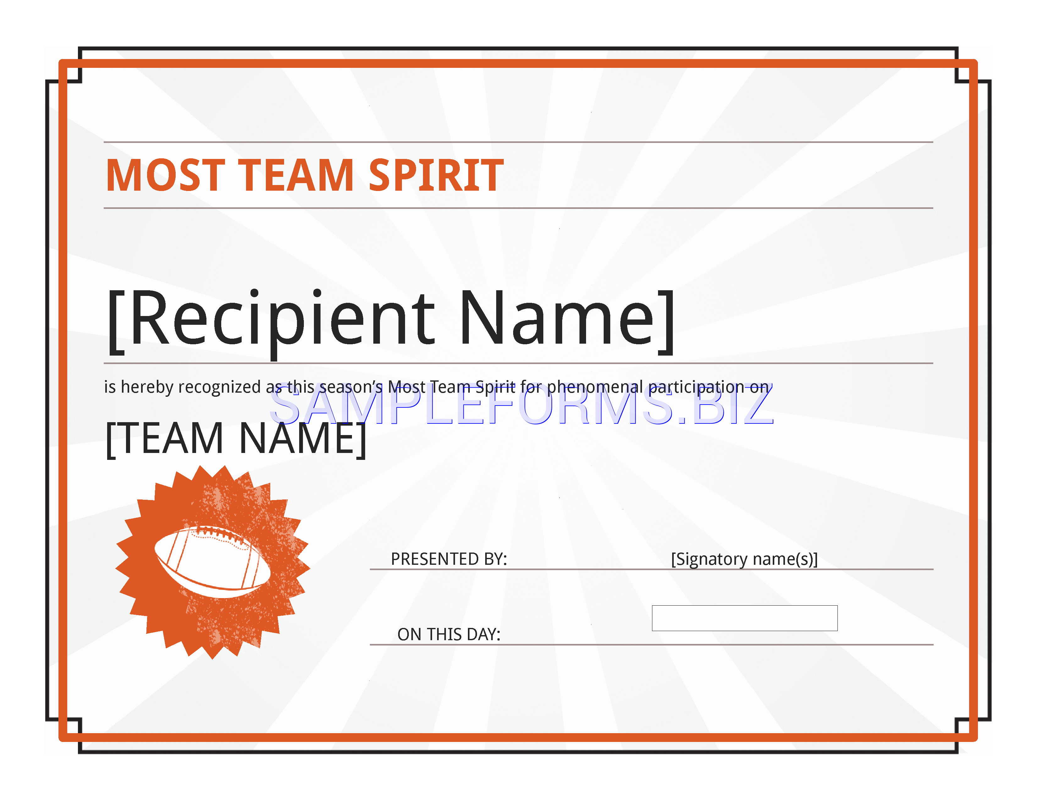 Preview free downloadable Team Spirit Certificate in PDF (page 1)